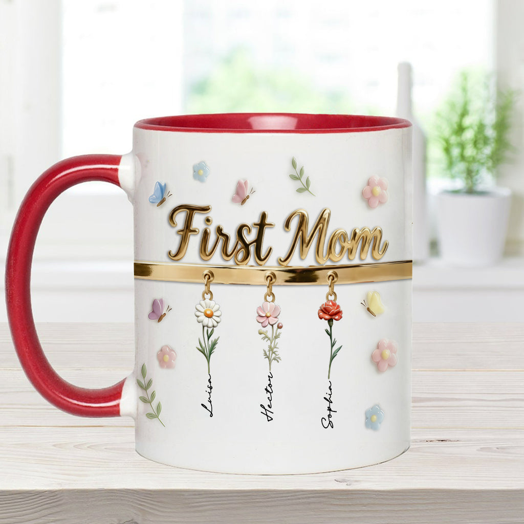 Première maman, maintenant grand-mère - Mug et sous-verre personnalisés « Grand-mère »