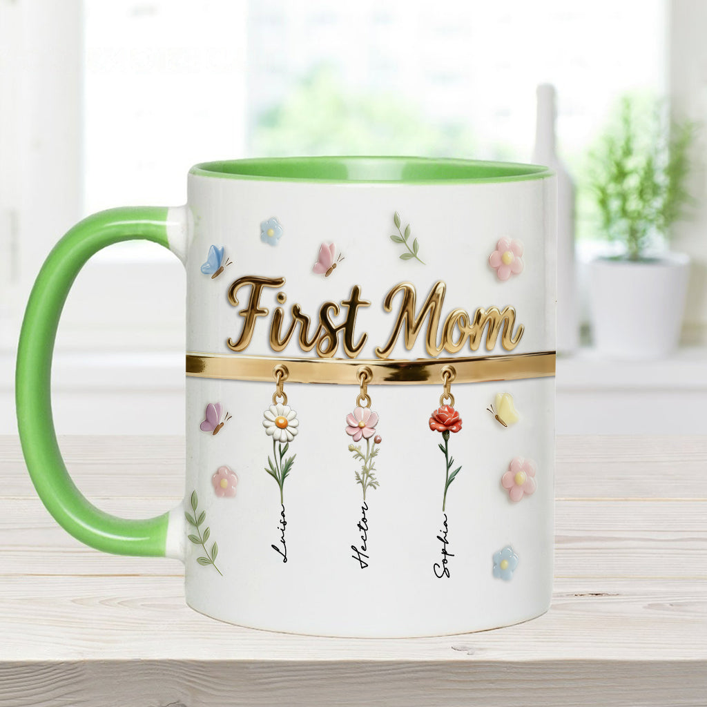 Première maman, maintenant grand-mère - Mug et sous-verre personnalisés « Grand-mère »