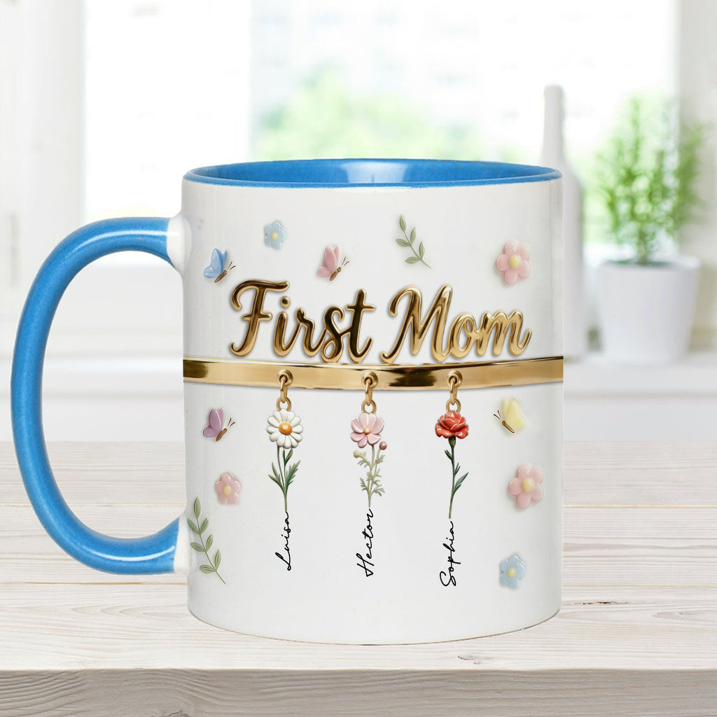 Première maman, maintenant grand-mère - Mug et sous-verre personnalisés « Grand-mère »