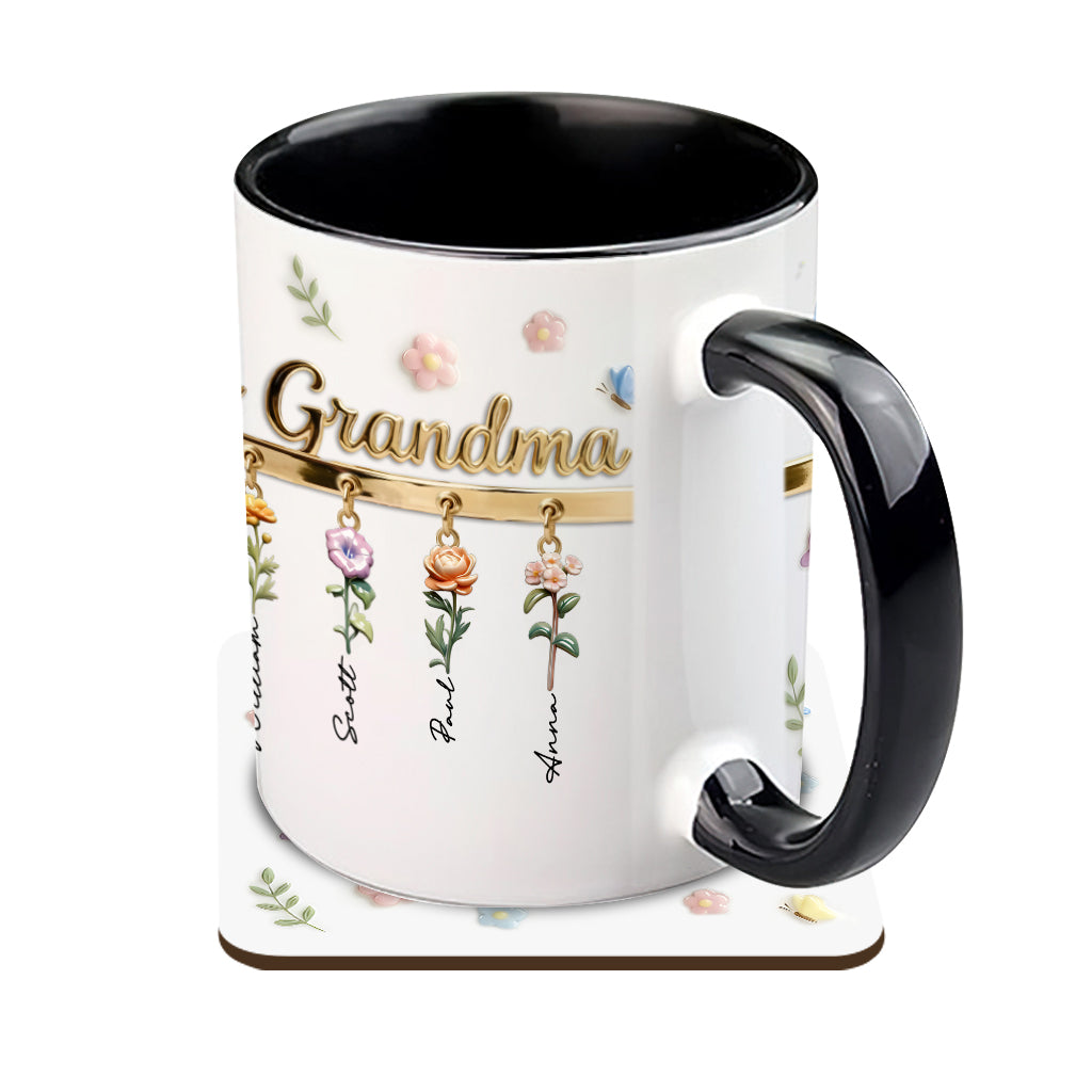 Première maman, maintenant grand-mère - Mug et sous-verre personnalisés « Grand-mère »