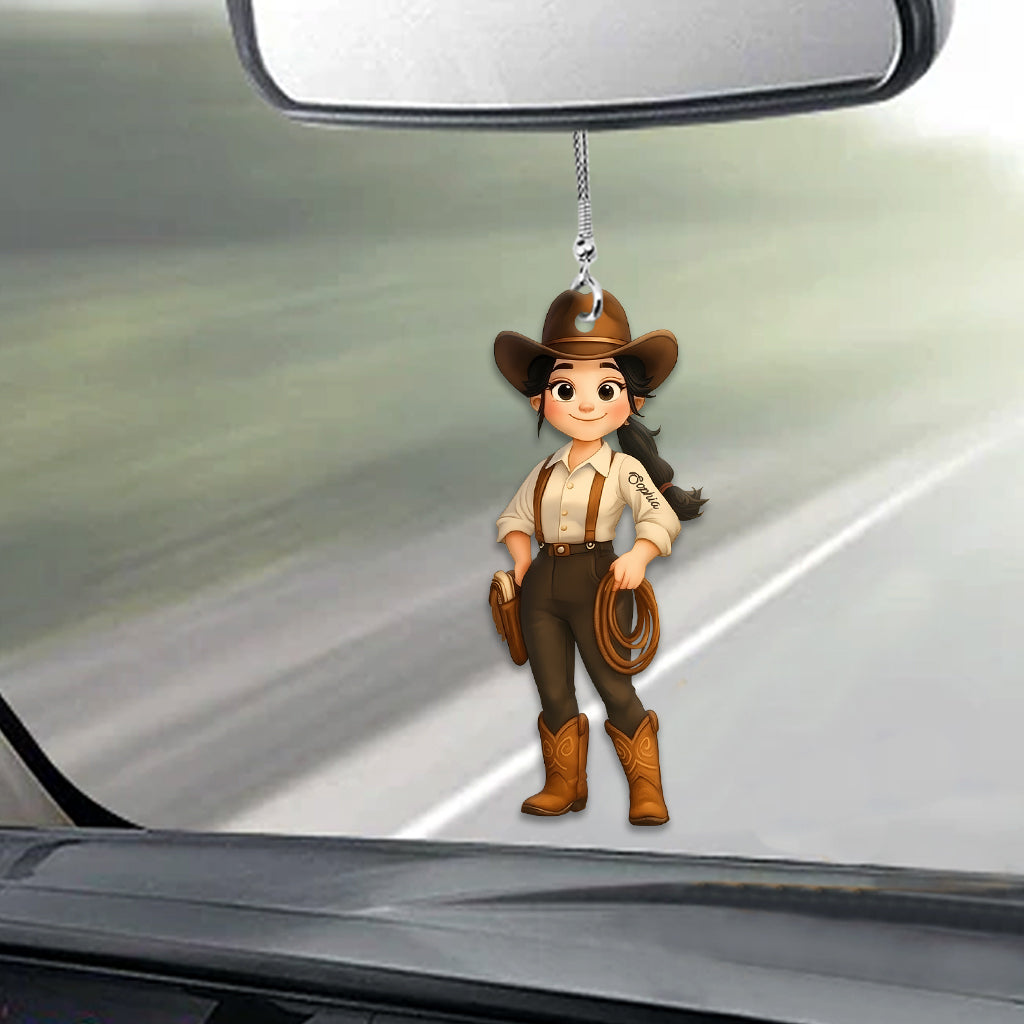 Mignonne cowgirl chibi - Ornement de voiture personnalisé cowgirl