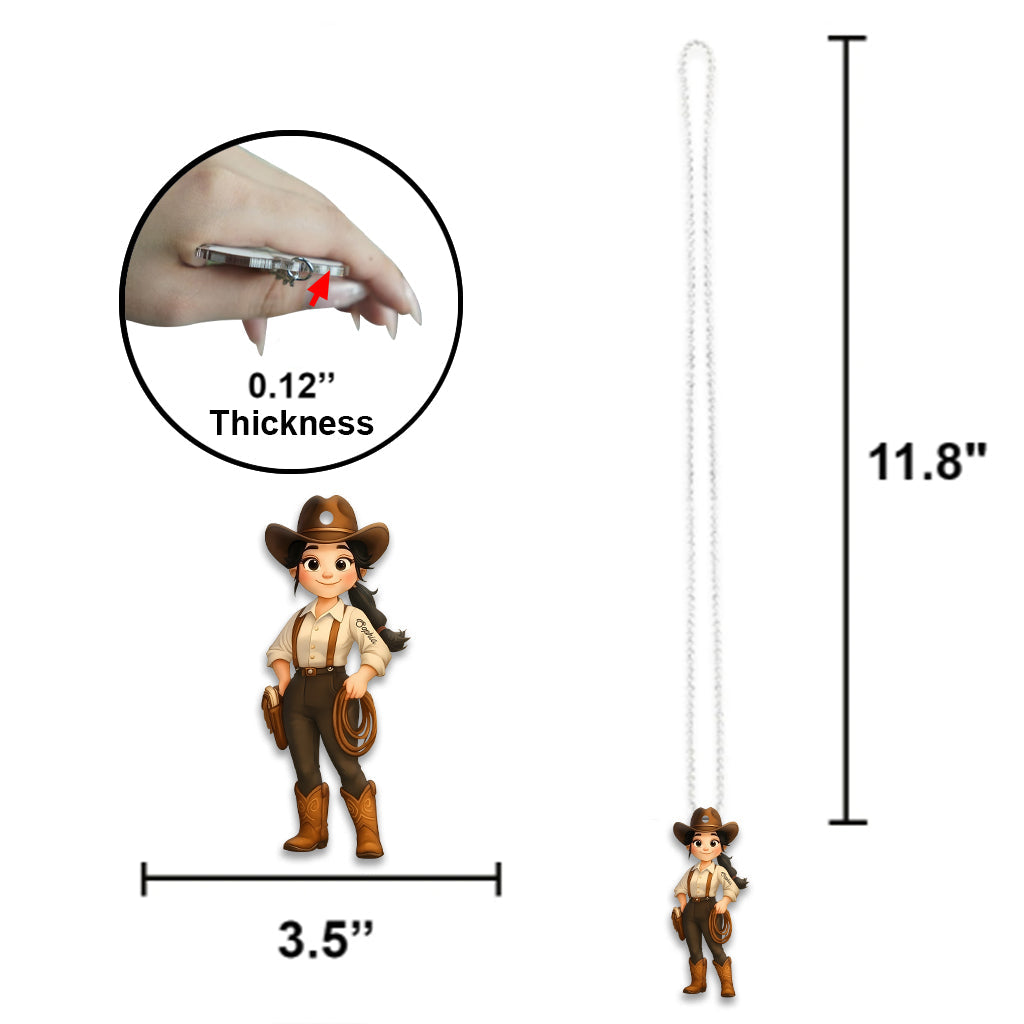 Mignonne cowgirl chibi - Ornement de voiture personnalisé cowgirl