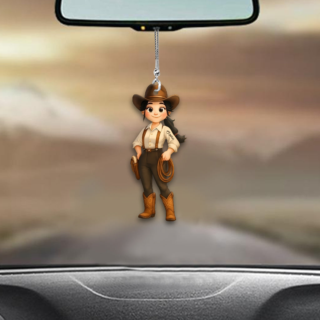 Mignonne cowgirl chibi - Ornement de voiture personnalisé cowgirl