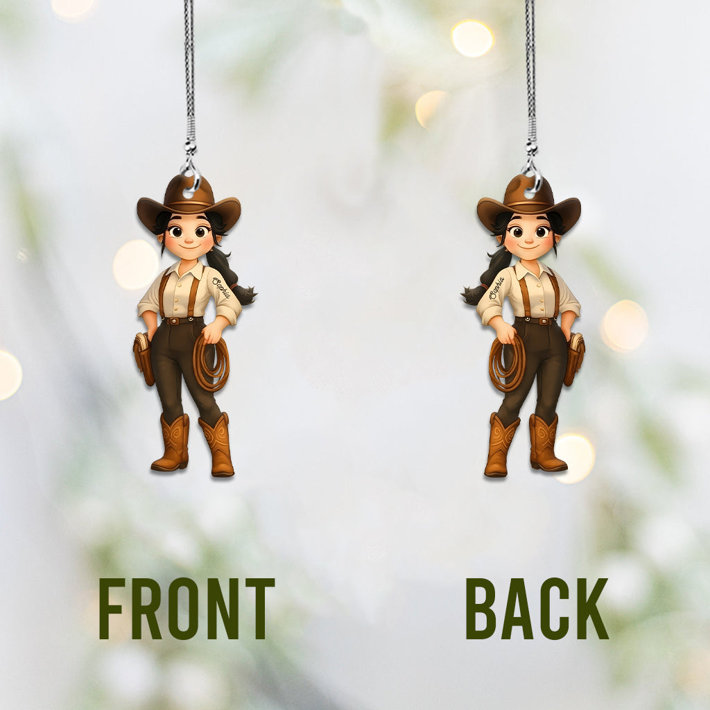 Mignonne cowgirl chibi - Ornement de voiture personnalisé cowgirl