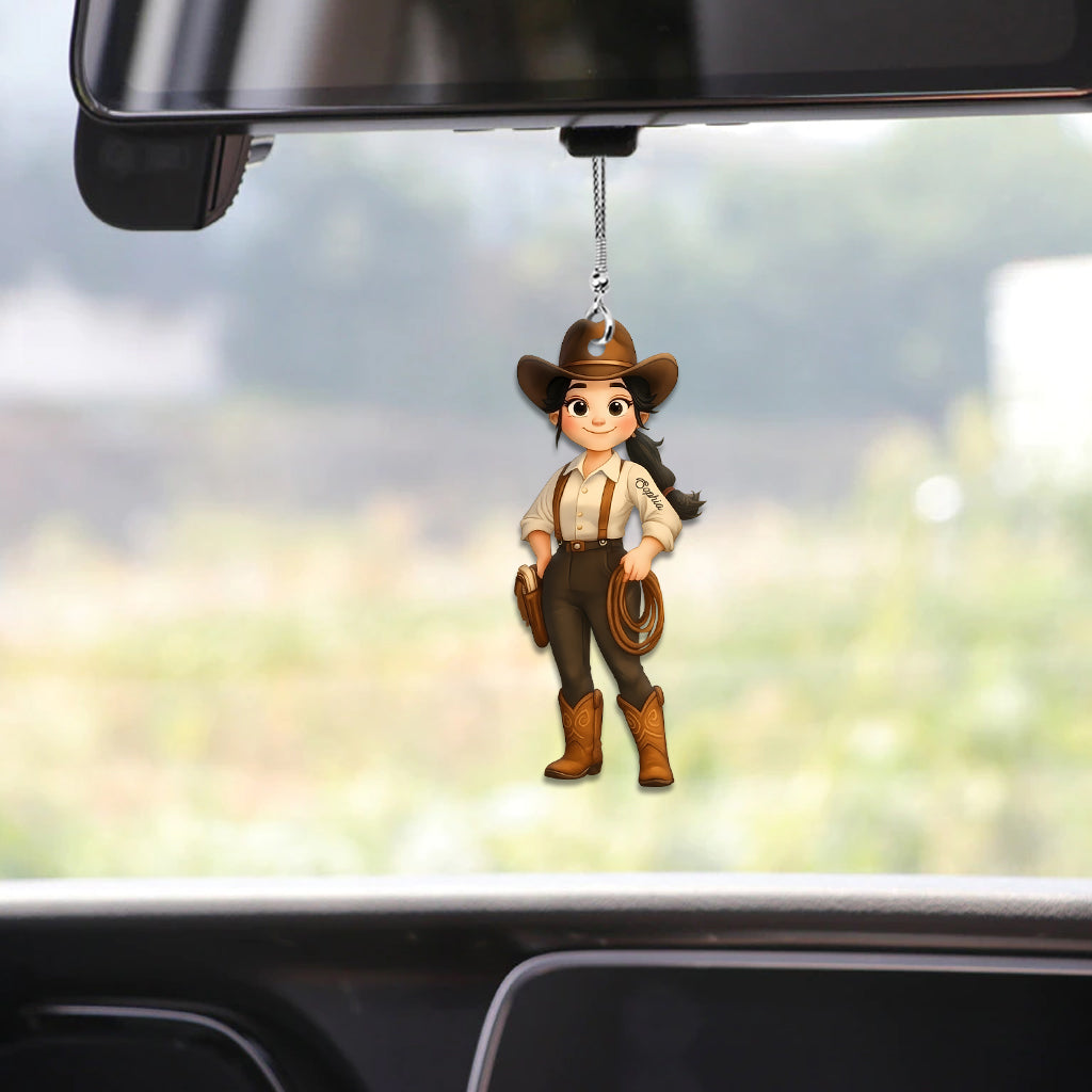 Mignonne cowgirl chibi - Ornement de voiture personnalisé cowgirl