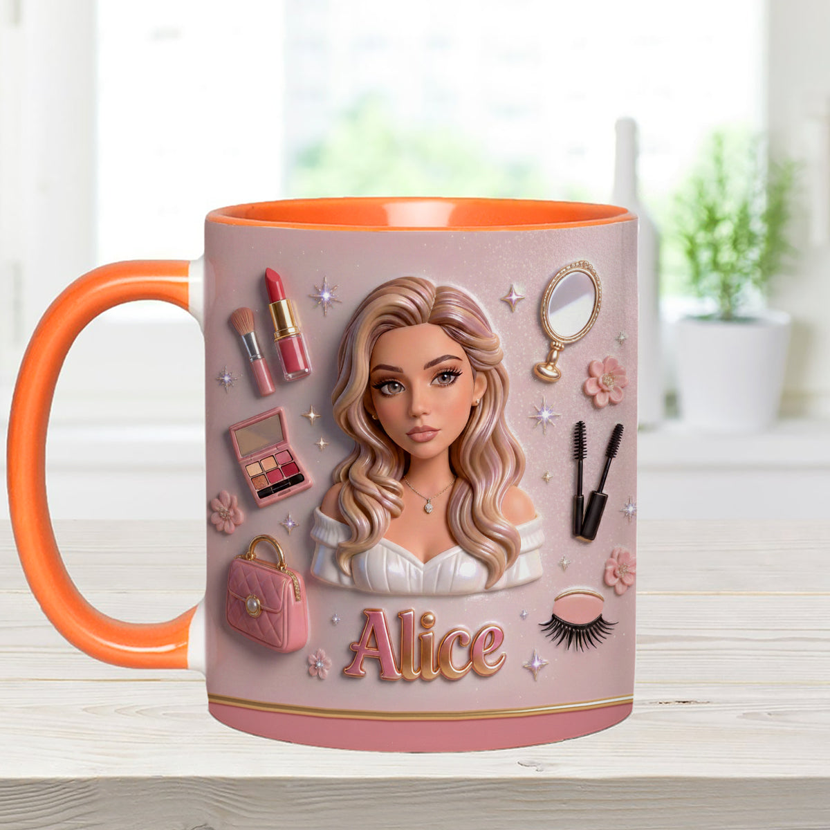 Love Make Up, Make Up Artist - Personalized Makeup Set Accent Mug with Acrylic Stirrers