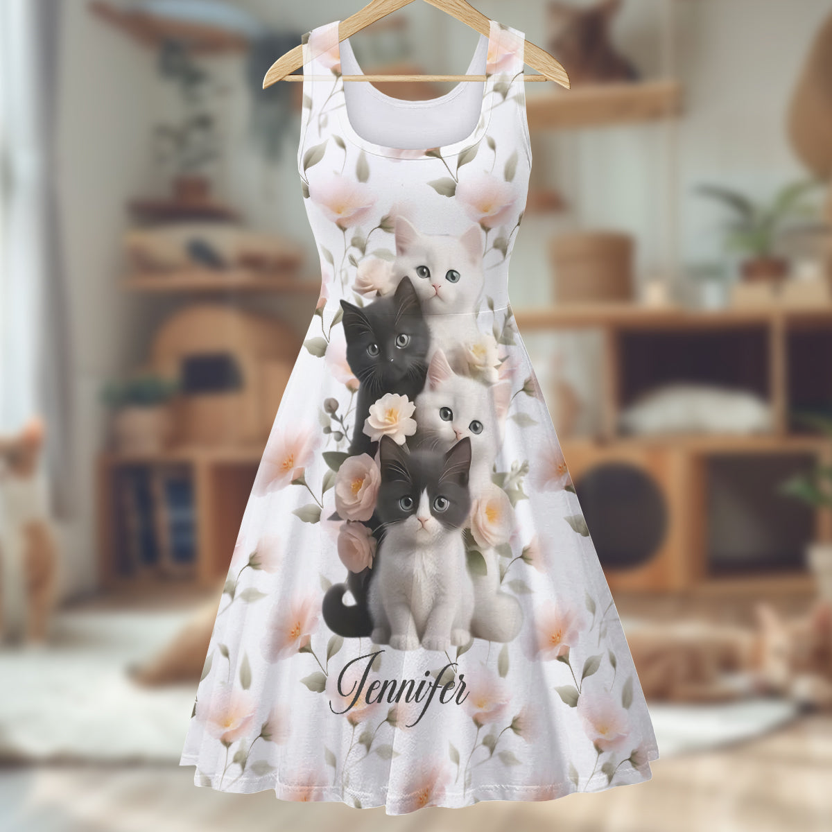 Adorables chatons - Robe sans manches personnalisée avec motif chat