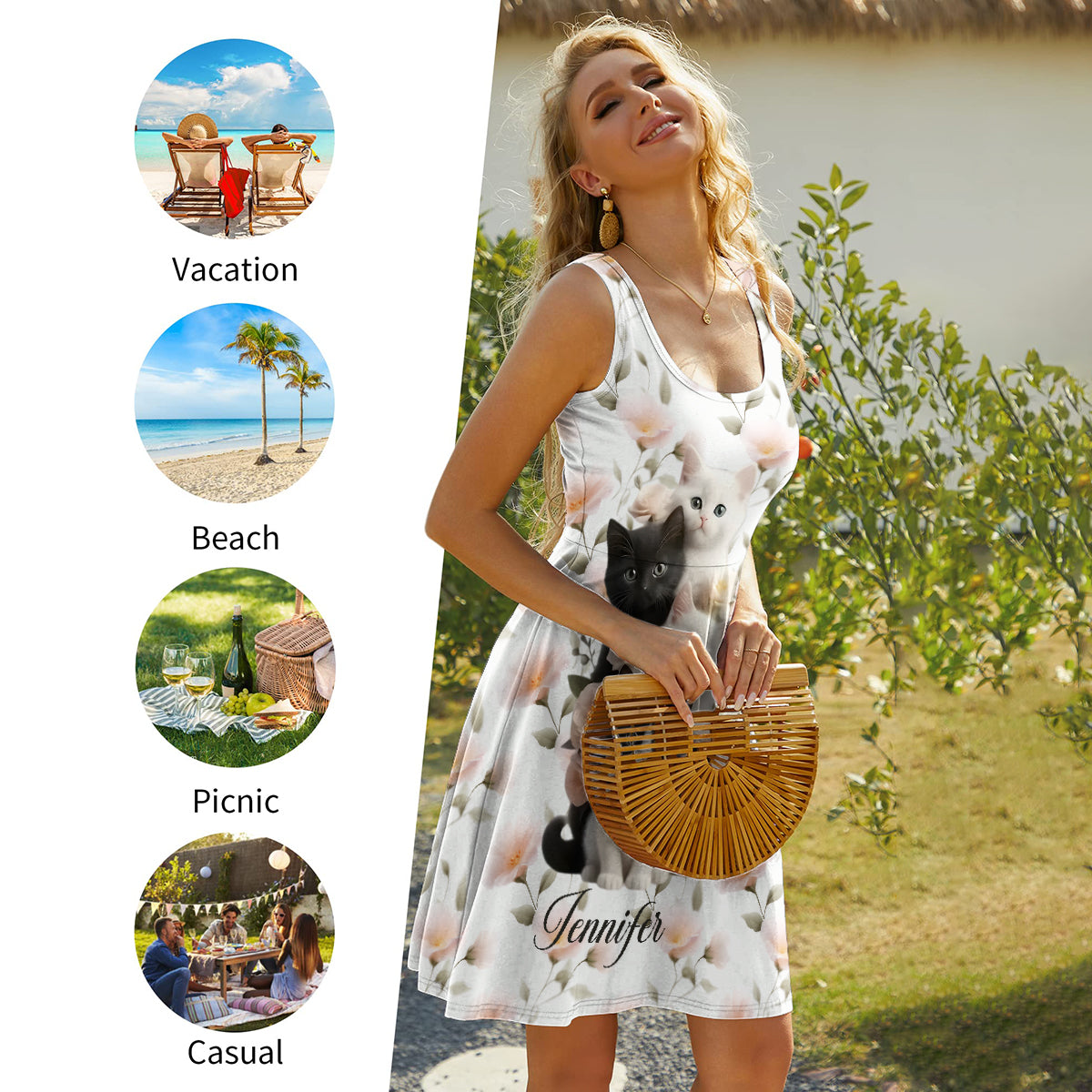 Adorables chatons - Robe sans manches personnalisée avec motif chat