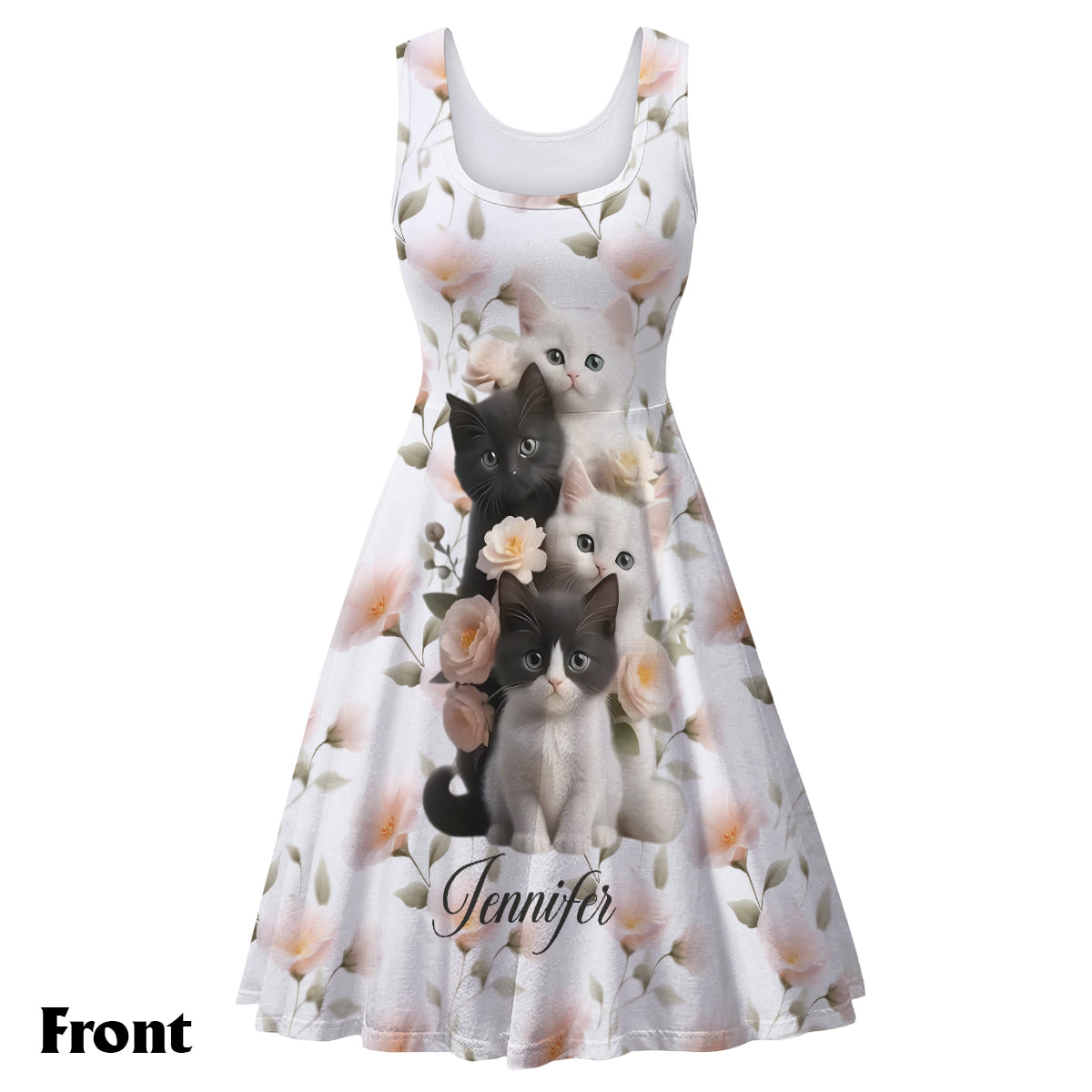 Adorables chatons - Robe sans manches personnalisée avec motif chat