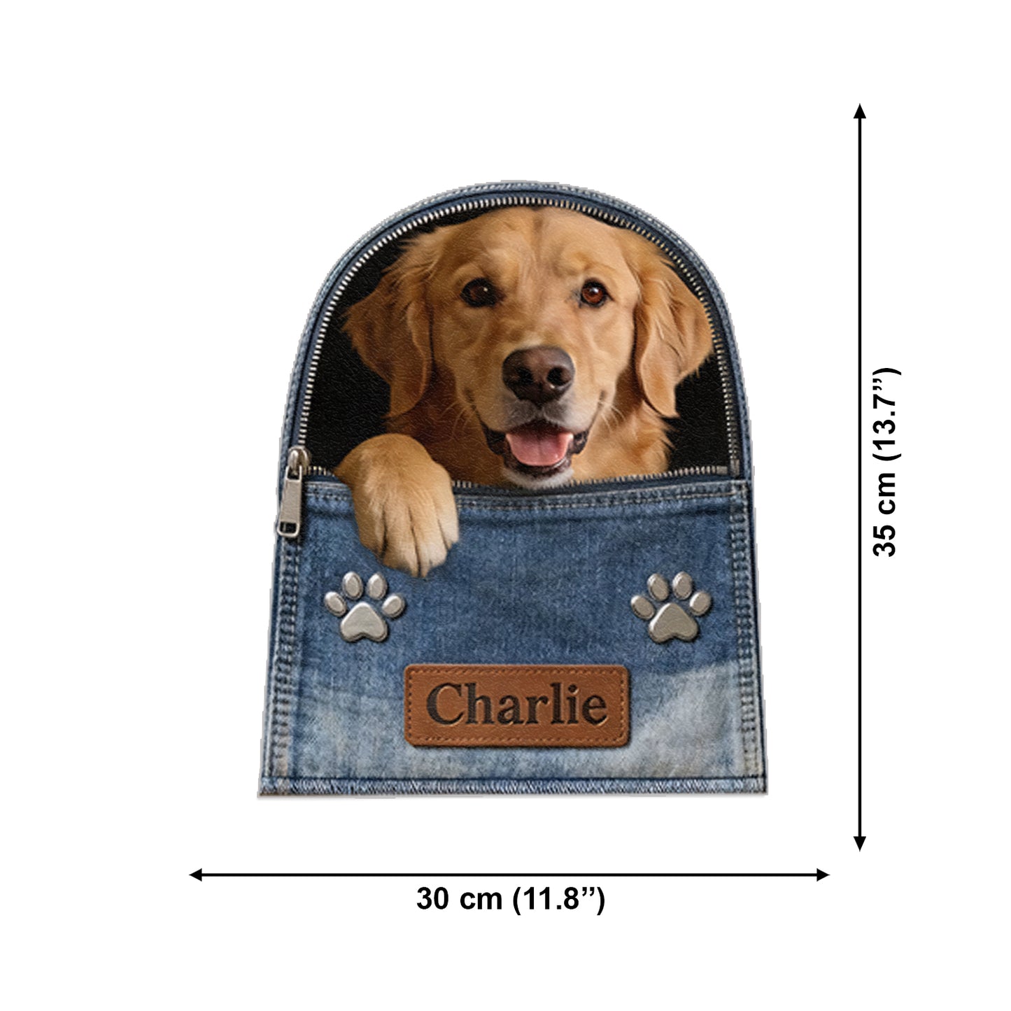 Sac à dos en denim personnalisé avec photo - Sac à dos avec patch en cuir interchangeable