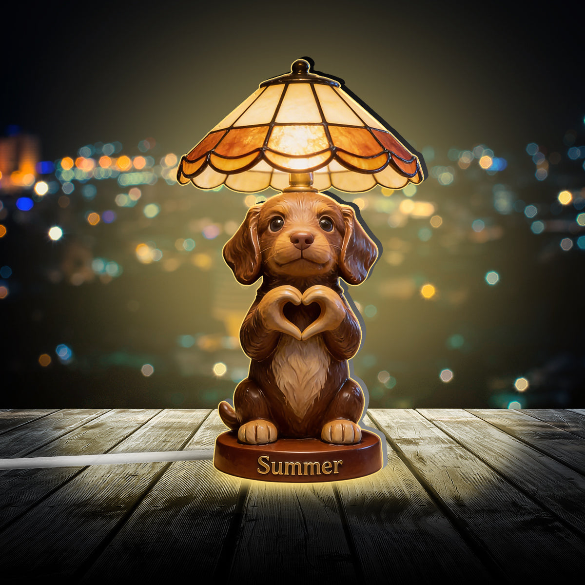 Veilleuse LED personnalisée pour chien en acrylique - Photo personnalisée - J'aime mon animal