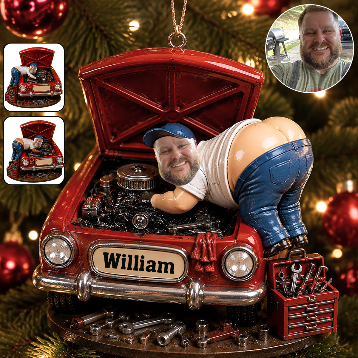 Funny Mechanic Man - Personalized Mechanic Ornament