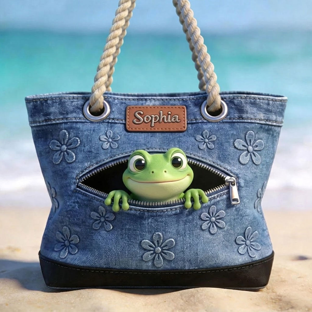 Amour des Grenouilles - Sac de Plage Personnalisé
