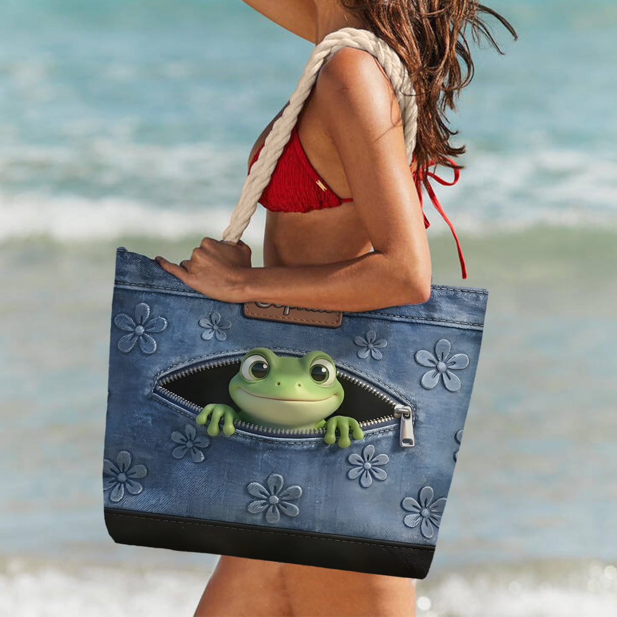 Amour des Grenouilles - Sac de Plage Personnalisé