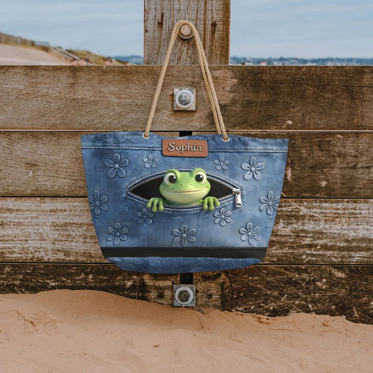 Amour des Grenouilles - Sac de Plage Personnalisé