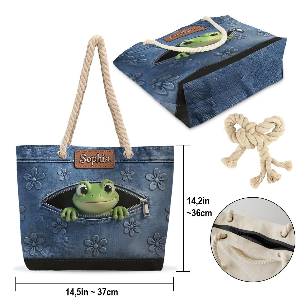 Amour des Grenouilles - Sac de Plage Personnalisé