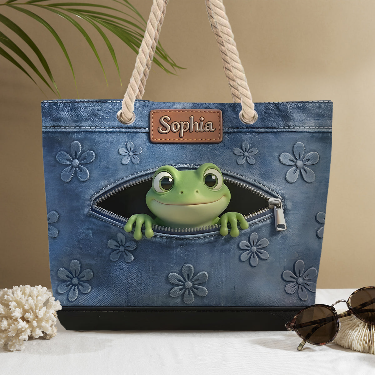 Amour des Grenouilles - Sac de Plage Personnalisé