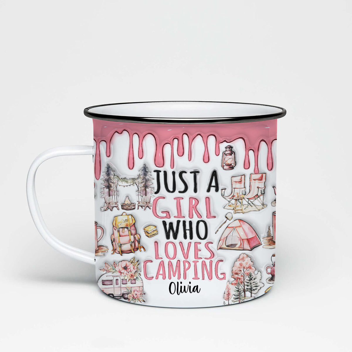 Just A Girl Who Loves Camping - Personalized Camping Enamel Mug