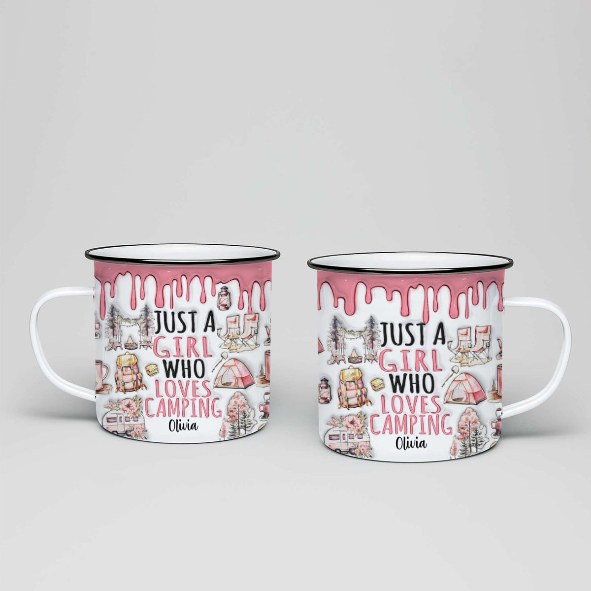 Just A Girl Who Loves Camping - Personalized Camping Enamel Mug
