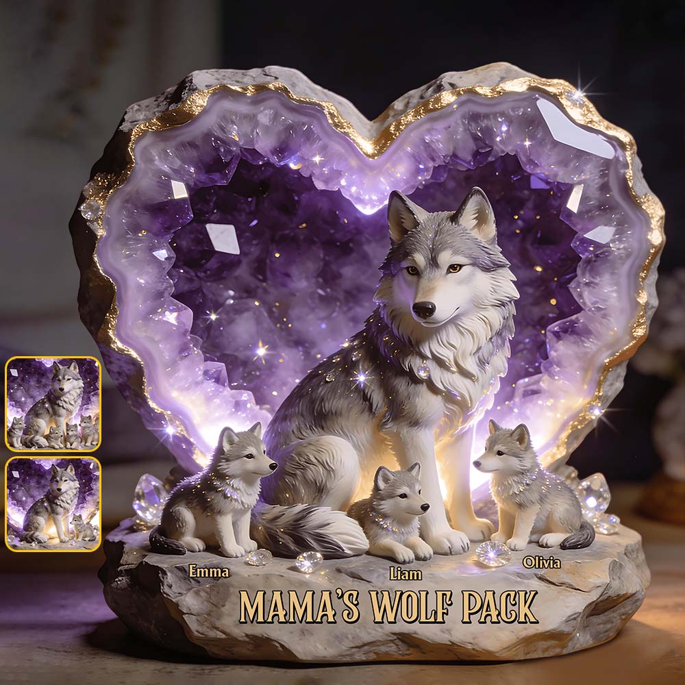 Mama Wolf, Wolf Mom - Personalized Wolf Custom Shaped Acrylic Plaque