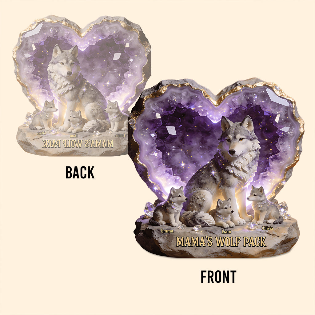 Mama Wolf, Wolf Mom - Personalized Wolf Custom Shaped Acrylic Plaque