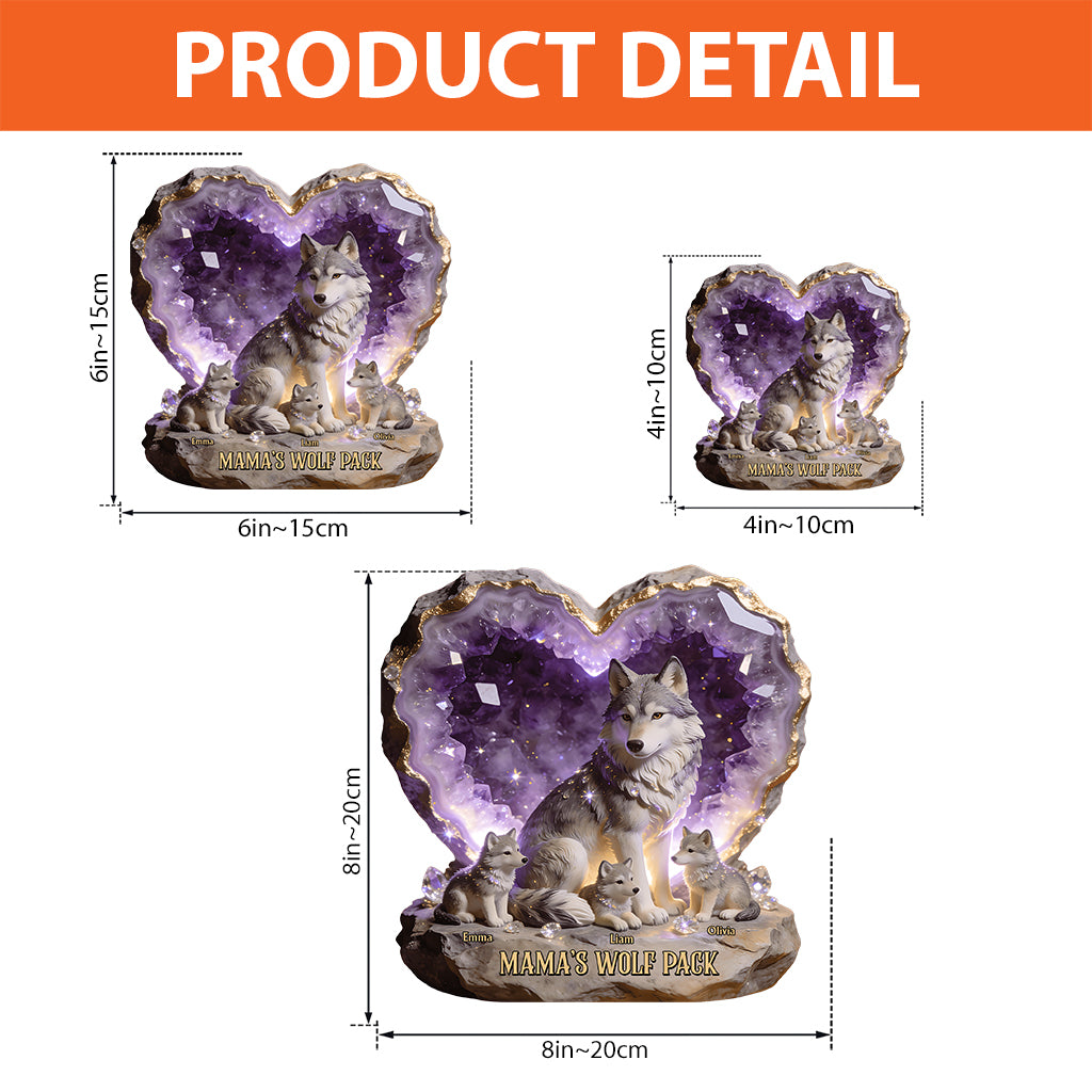 Mama Wolf, Wolf Mom - Personalized Wolf Custom Shaped Acrylic Plaque