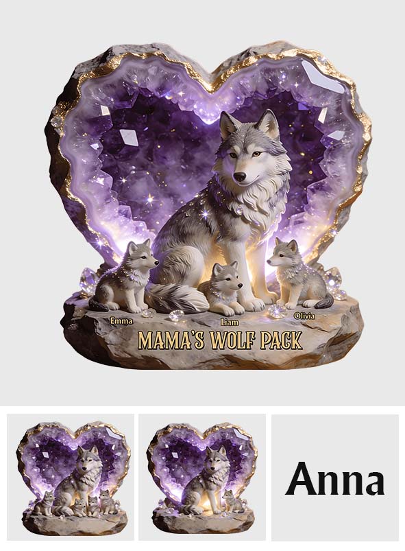 Mama Wolf, Wolf Mom - Personalized Wolf Custom Shaped Acrylic Plaque