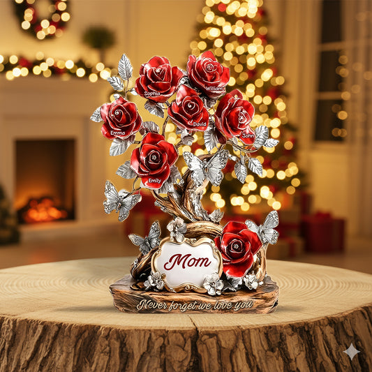 Cadeau de Noël floral pour maman, grand-mère – Plaque acrylique personnalisée sur mesure