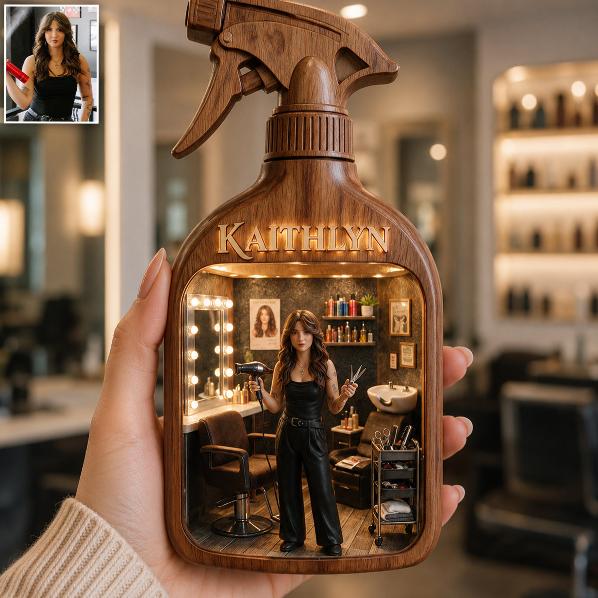 Best Hairdresser Ever - Personalized Hairdresser Wooden Light Shadow Box