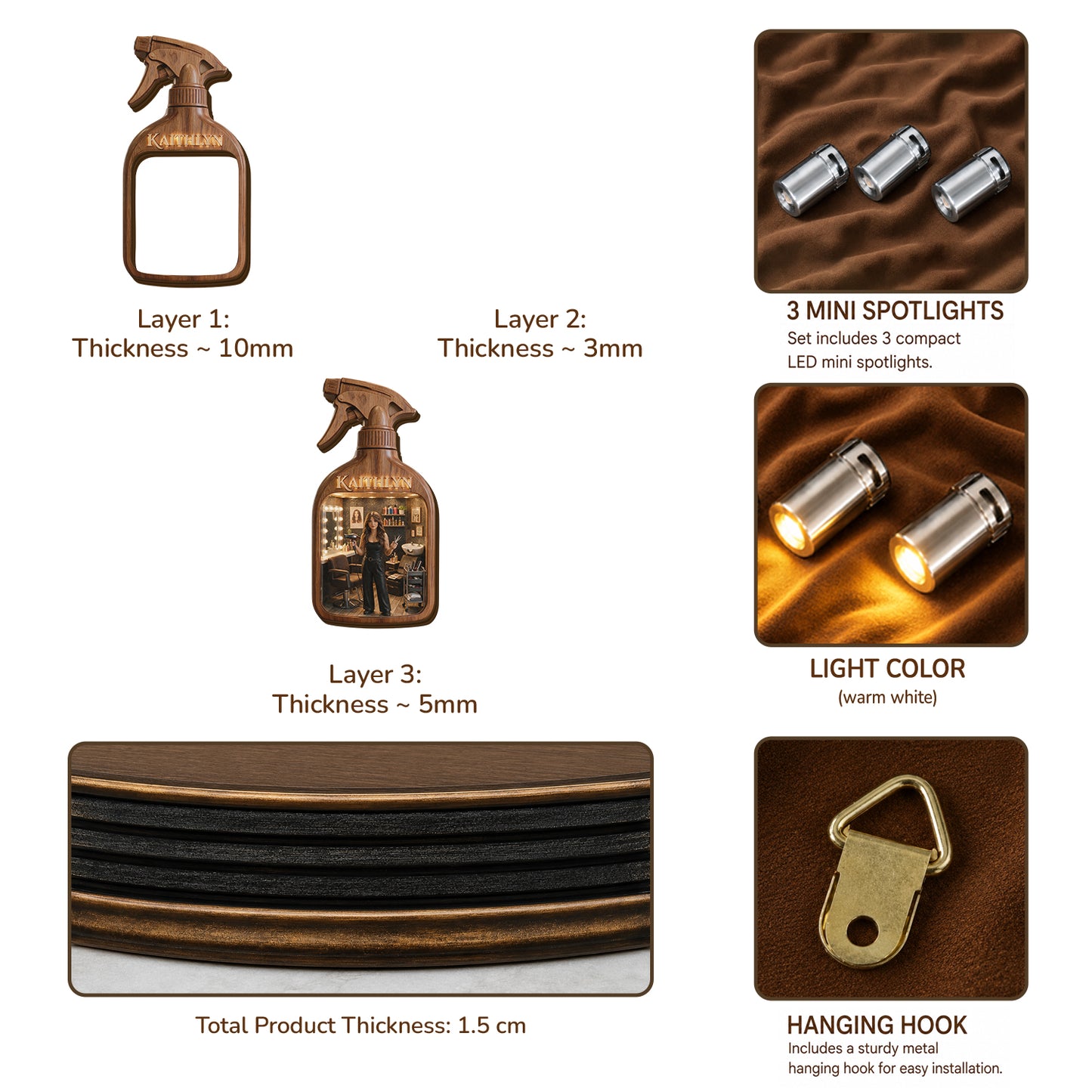 Best Hairdresser Ever - Personalized Hairdresser Wooden Light Shadow Box