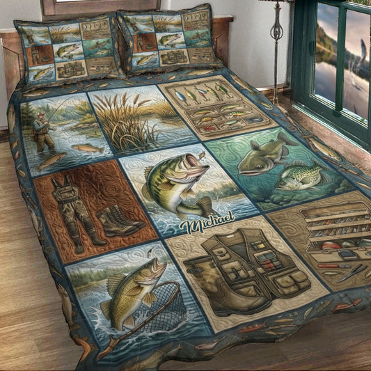 Perfect Gift For Fishing Lovers - Personalized Fishing Quilt Set
