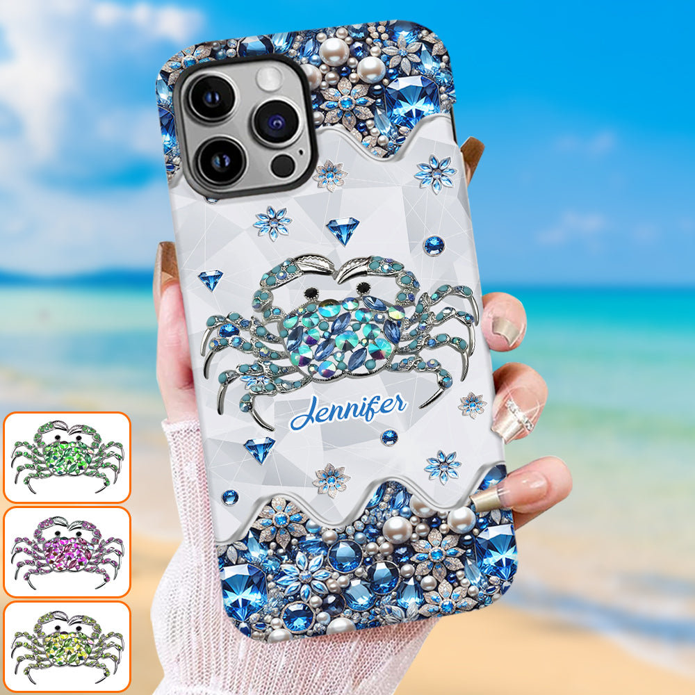 Élégante coque de téléphone personnalisée « Crabe bleu élégant » pour amoureux de la mer