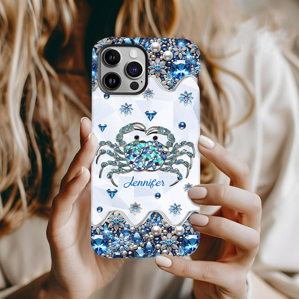 Élégante coque de téléphone personnalisée « Crabe bleu élégant » pour amoureux de la mer