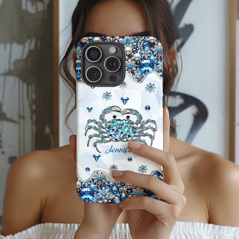 Élégante coque de téléphone personnalisée « Crabe bleu élégant » pour amoureux de la mer