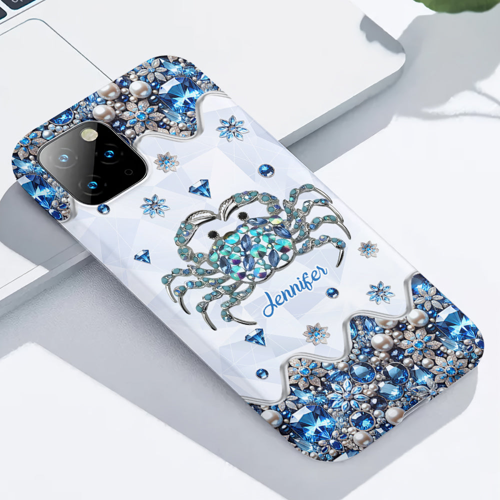 Élégante coque de téléphone personnalisée « Crabe bleu élégant » pour amoureux de la mer