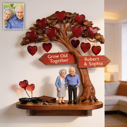 Everlasting Love - Personalized Couple Wooden Floating Shelf