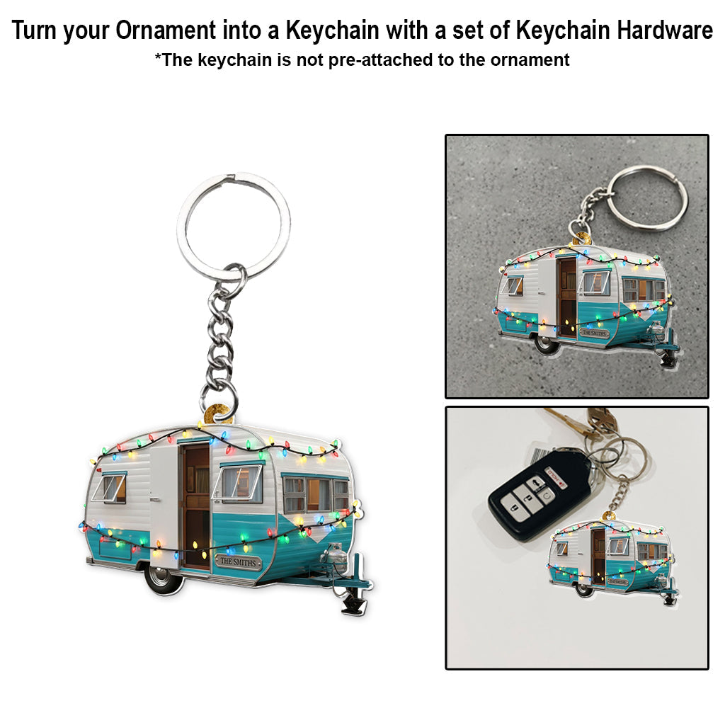 J'adore le camping, adorables campeurs - Ornement transparent personnalisé pour le camping