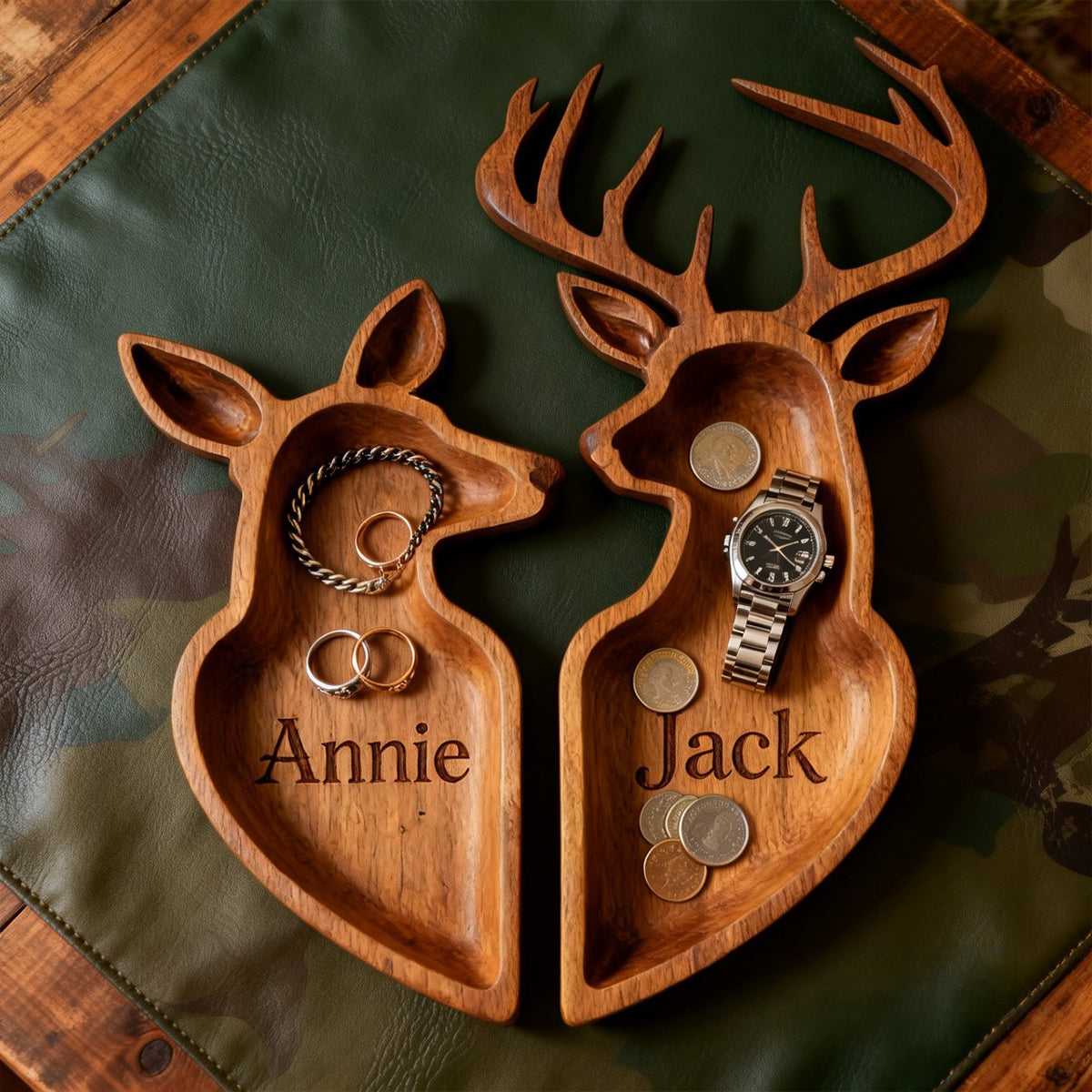 Couple de cerfs - Plateau de chasse personnalisé