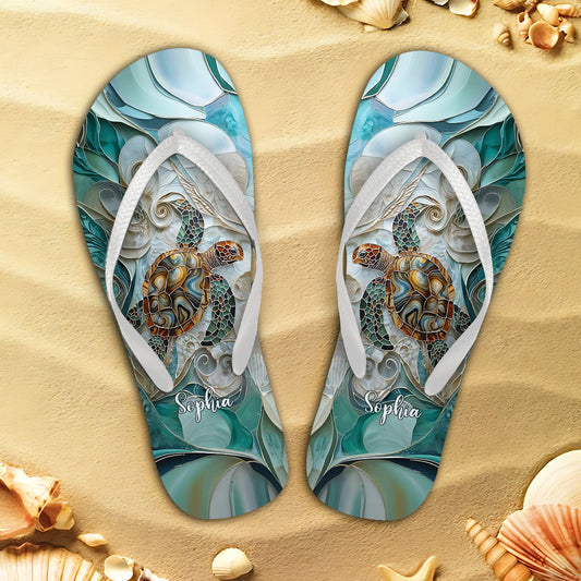 Amoureux des tortues - Tongs personnalisées en forme de tortue