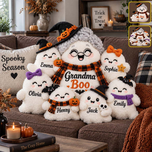 Équipe de Boo de Mamie - Coussin en Fourrure Synthétique Personnalisé
