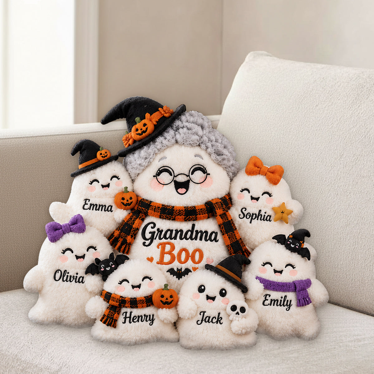 Grandma's Little Boo Crew - Personalized Grandma Premium Faux Fur Pillow