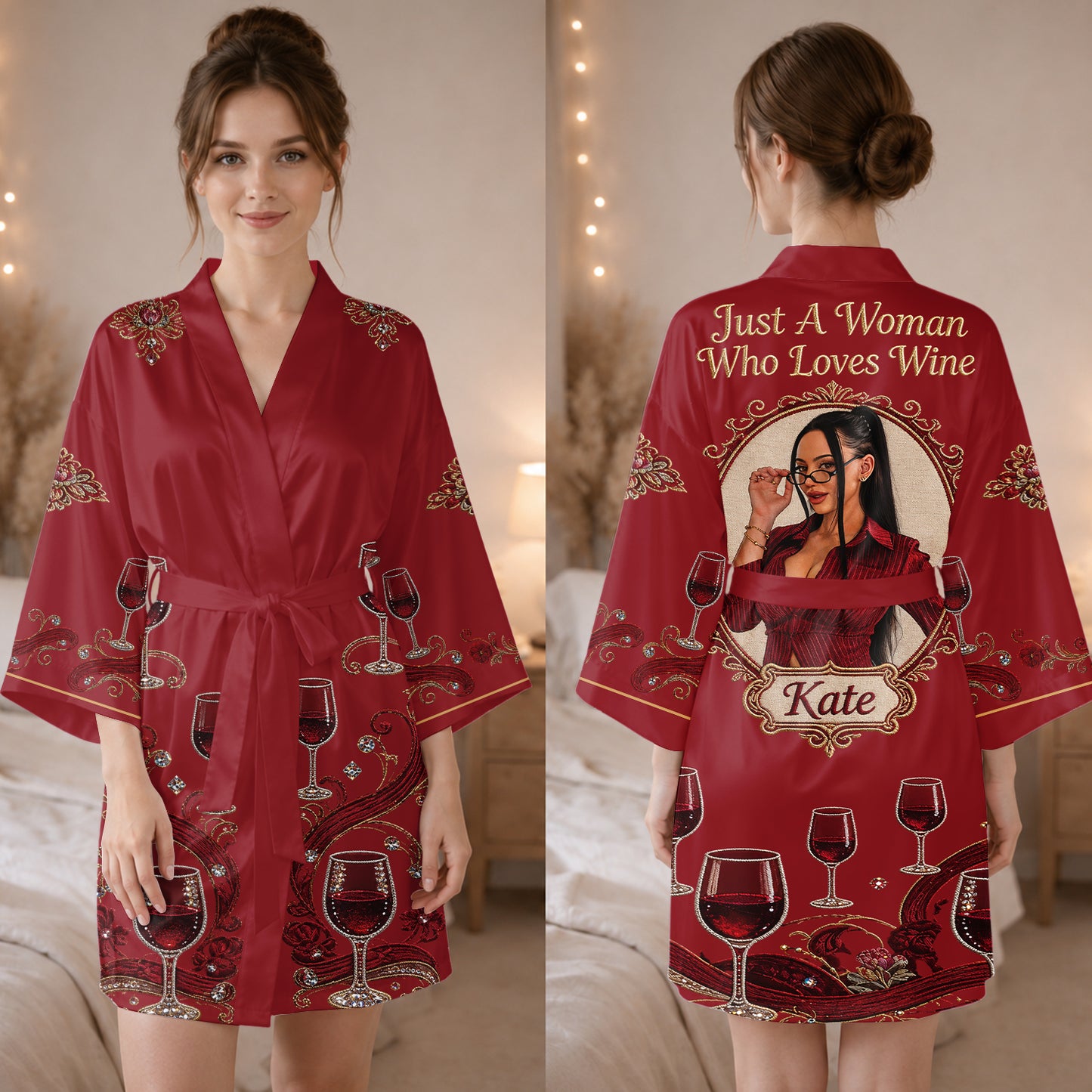 Wine Is My Therapy - Personalized Wine Satin Robe