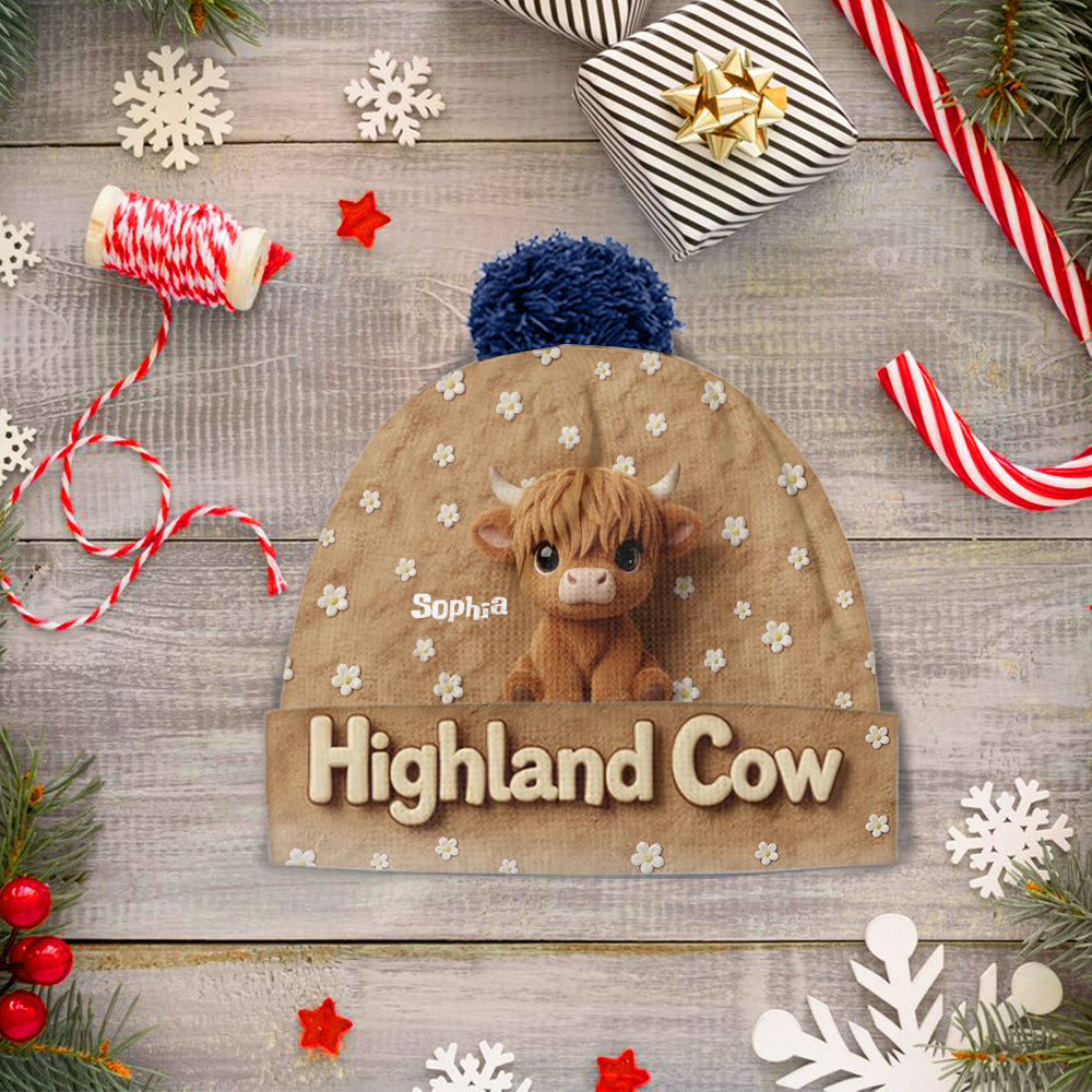 Mignonne vache des Highlands - Bonnet personnalisé vache des Highlands
