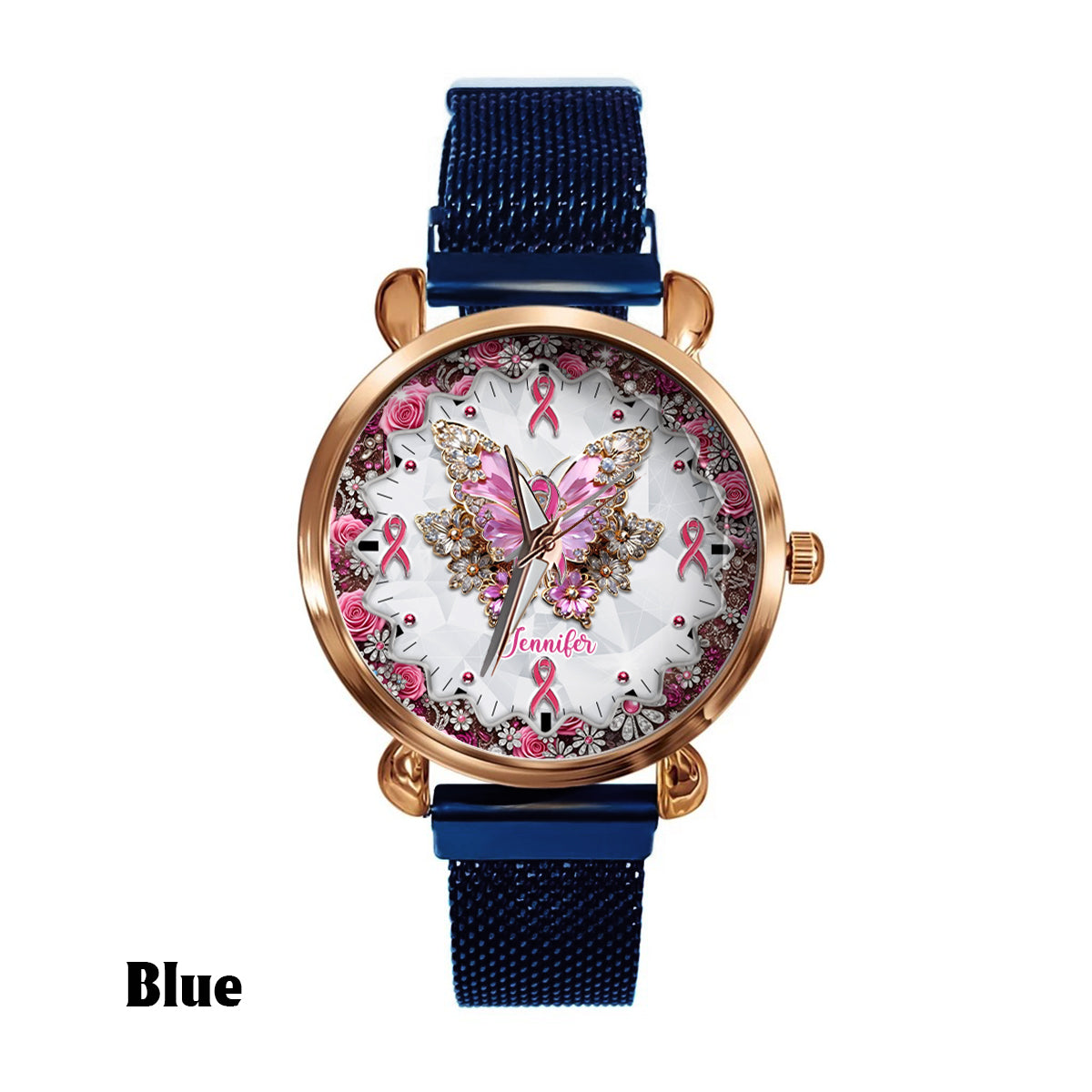 Foi, Espoir, Amour - Montre-bracelet personnalisée pour femmes, sensibilisation au cancer du sein