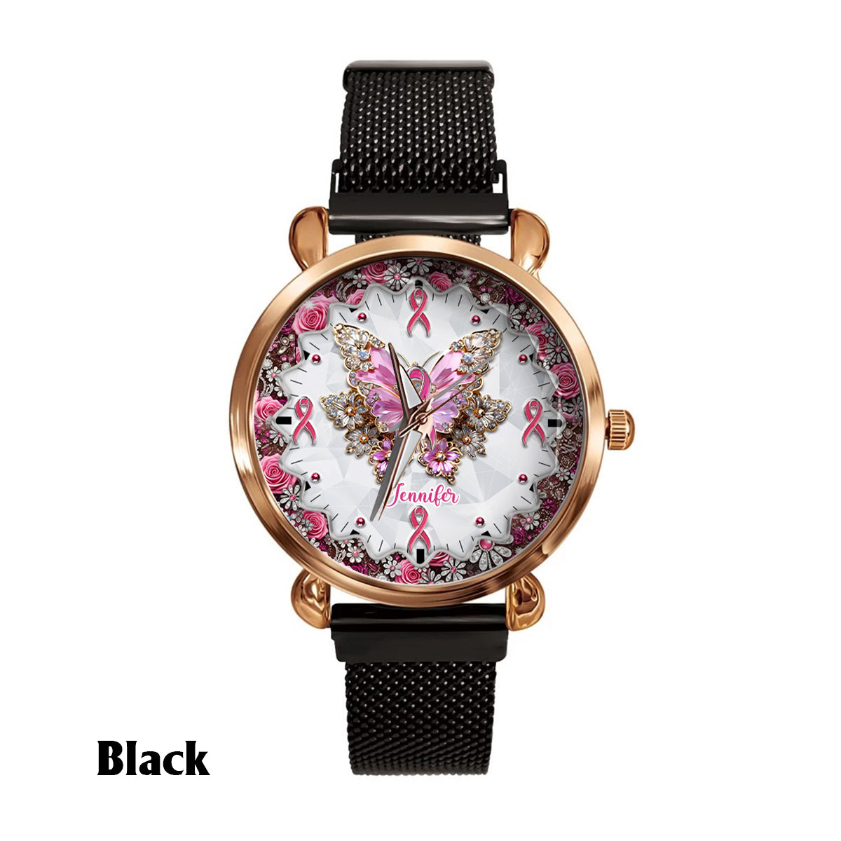 Foi, Espoir, Amour - Montre-bracelet personnalisée pour femmes, sensibilisation au cancer du sein