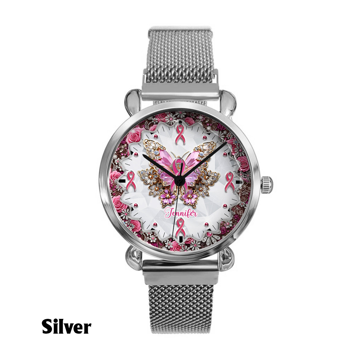 Foi, Espoir, Amour - Montre-bracelet personnalisée pour femmes, sensibilisation au cancer du sein