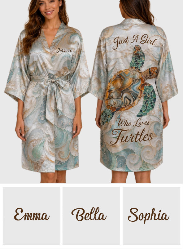 Love Turtle - Personalized Turtle Satin Robe