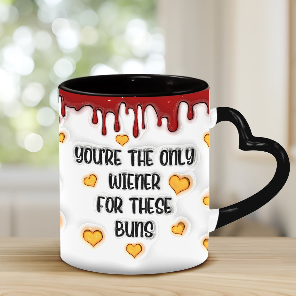 Tu es le seul à aimer ces petits pains - Mug personnalisé pour couple avec anse en forme de cœur