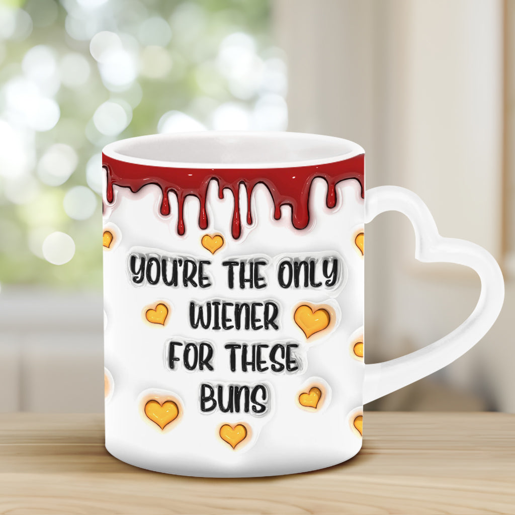 Tu es le seul à aimer ces petits pains - Mug personnalisé pour couple avec anse en forme de cœur
