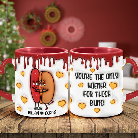 Tu es le seul à aimer ces petits pains - Mug personnalisé pour couple avec anse en forme de cœur
